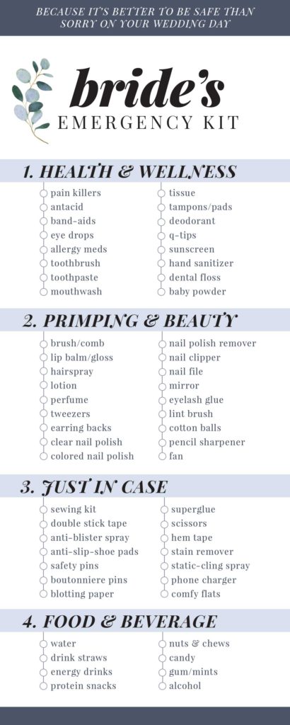 Wedding Day Emergency Kit Checklist