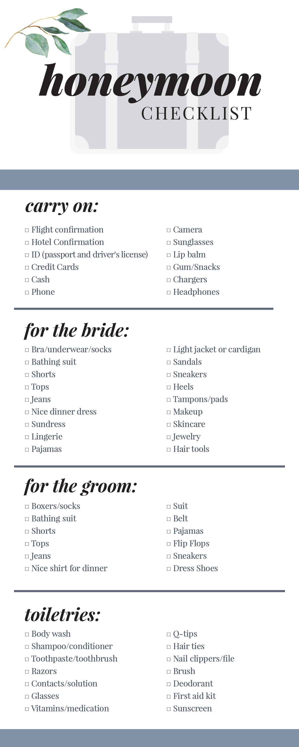 Get your free honeymoon checklist - I DO Y'ALL